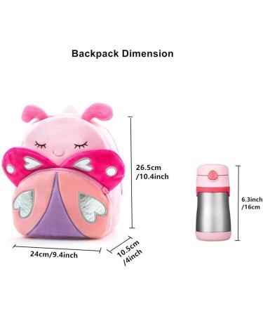Cute Toddler Backpack - Plush Animal Cartoon Mini Travel Bag for Baby Girl Boy 2-6 Years (Pink Butterfly) - Buy Online on GoSupps.com