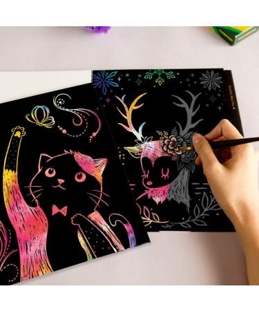 SAYU Premium Scratch Art Coloring Kit - DIY Craft Hobby Set for Adults & Kids - Engraving Scratch Off Gift Set with 5 Animal Friends Designs - Buy Online on GoSupps.com