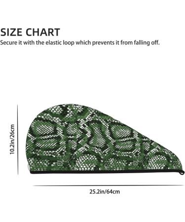 Hair Towel Wrap | Quick-Dry Hair Turban with Button - Green Snakeskin - Perfect for Speedy Hair Drying - Buy Online on GoSupps.com