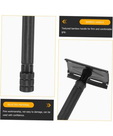 Minkissy 3-Piece Mustache Cord Bear Razor Set - Bamboo Handle Safety Razor with Manual Head & Blades - Black - Buy Online on GoSupps.com