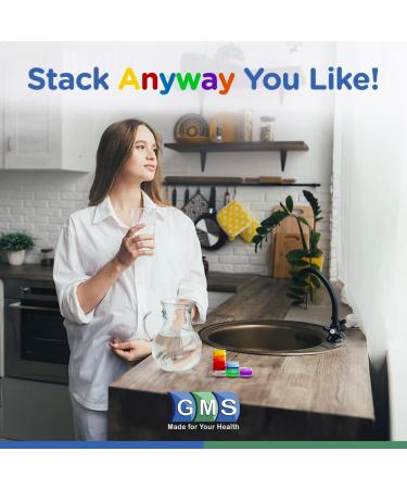 GMS 7 Day Medicine Pill Organizer - Stackable Extra Small Travel Pill Box for Tablets & Vitamins - Organize Daily & Weekly Medications - Rainbow Colors - Buy Online on GoSupps.com