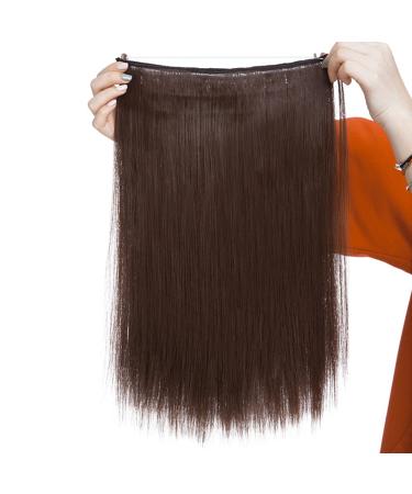 Silk-Co Medium Brown Hair Extensions with Invisible Cord | Smooth Realistic Synthetic Hair Sealing for Women - 50cm - Buy Online on GoSupps.com