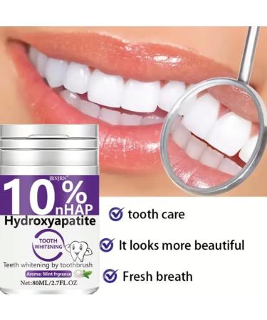 JRNJRN Teeth Whitening Powder with 10% Hydroxyapatite Mint Fragrance Purple 80ml/2.7oz Professional Tooth Care Formula - Buy Online on GoSupps.com