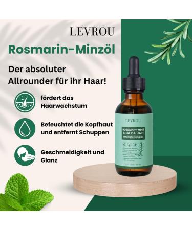 Levrou Organic Rosemary Mint Hair Oil - Strengthen & Nourish Hair with Biotin Jojoba & Argan - 100% Vegan - 60ml - Buy Online on GoSupps.com