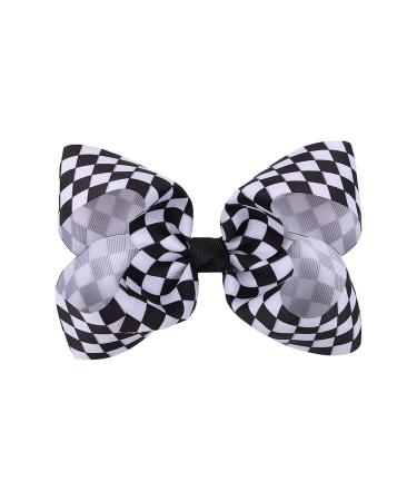 Checkered Plaid Hair Bow Clip Set in Black and White - 2 Pcs Buffalo Plaid Hair Barrettes - Buy Online on GoSupps.com
