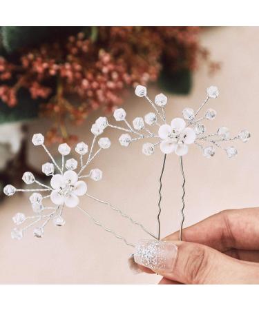 Unicra Silver Rhinestone Bride Wedding Hair Pins - Pack of 5 | Bridal Hair Pieces Prom Clips for Women and Girls - Buy Online on GoSupps.com