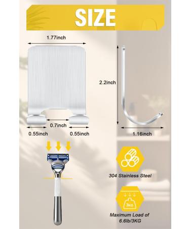 Caianwin 4PC Self-Adhesive Shower Shaver Bracket Hooks | Stainless Steel Razor Holder & Towel Hook | No Drilling Bathroom & Kitchen Organizer - Buy Online on GoSupps.com