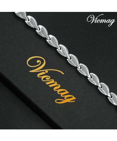 Vicmag Magnetic Bracelet for Women | Ultra Strength Titanium Steel | Magnetic Gift Box & Removal Tool | Silver Leaf Design - Buy Online on GoSupps.com
