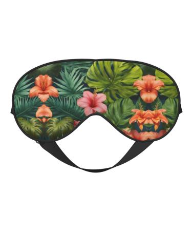 Hojas Tropicales Y Flores Print Double-Sided Eye Mask Soft and Light Blocking for Enhancing Sleep Quality