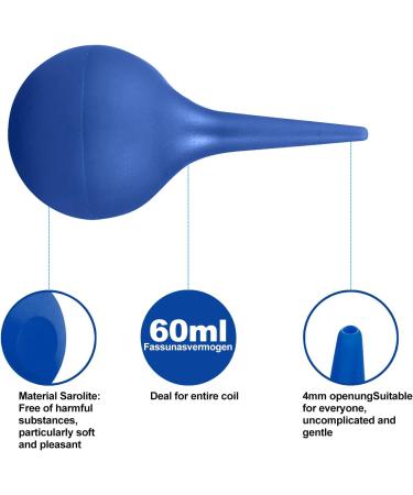 Premium 60ml Ear Cleaner Set - Silicone Earwax Remover for Babies Children & Adults - 2 Piece Blue Kit - International Shipping Available - Buy Online on GoSupps.com