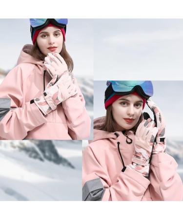 Lecylanker Women's Ski Gloves - Touchscreen Waterproof Snowboard Gloves - Stylish Pink Winter Sports Gloves - Buy Online on GoSupps.com