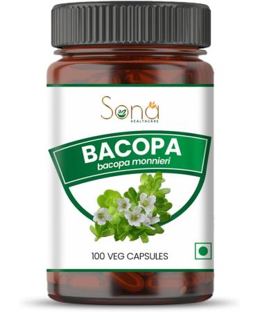 SONA Bacopa Capsule - 1000mg Veg Capsules 100 Count (Pack of 1)