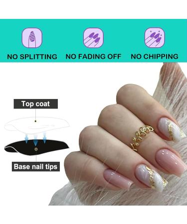 Pink White Square Press On Nails Kit - 24 Reusable Medium Fake Nails with Glue | International Shipping Available - Buy Online on GoSupps.com