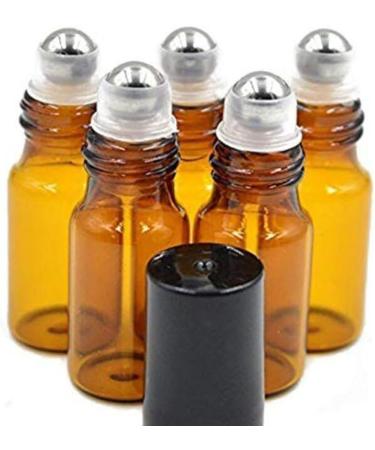 Erioctry 24 Pack Refillable Brown 5ml Containers with Stainless Steel Balls - Perfect for Essential Oils Aromatherapy Perfumes & Lip Gloss - Buy Online on GoSupps.com