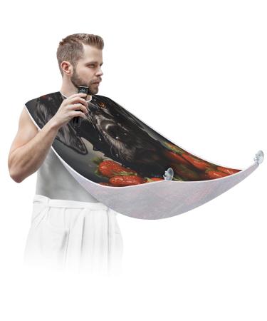 Strawberry Dog Beard Bib Apron Beard Hair Catcher for Men Shaving Fathers Day Anniversary Christmas Gifts for Dad Husband Beard Bib with 2 Suction Cups