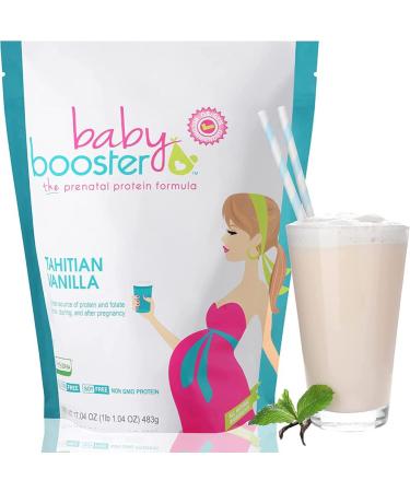 Baby Booster Tahitian Vanilla Prenatal Vitamin Supplement and Protein Shake, Caffeine Free, All Natural, Vegetarian DHA, High Protein, Methyl Folate, B Vitamins, Great for Morning Sickness, 1 lb Tahitian Vanilla 1 Pound (Pack of 1)