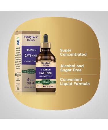 Piping Rock Cayenne Pepper Drops | 4 Fl Oz Tincture | Liquid Extract Supplement | Vegetarian Alcohol Free | Non-GMO Gluten Free - Buy Online on GoSupps.com
