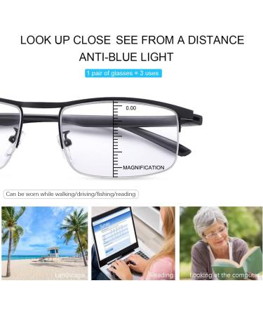 Shop Ljimi Photochrome Progressive Multifocus Reading Glasses - UV Protection Multifocal Transition Sunglasses for Men & Women - Black 1.5X - Buy Online on GoSupps.com