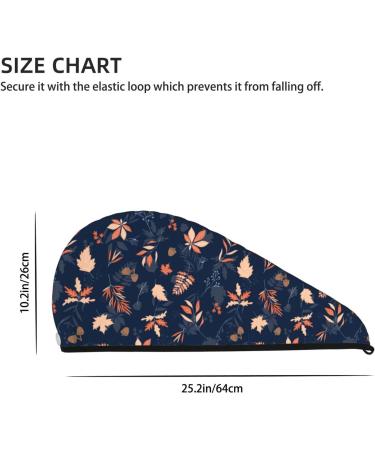 Buy Hair Towel Wrap - Fast Drying Turban with Button | Autumn Leaves & Blue Design - Buy Online on GoSupps.com