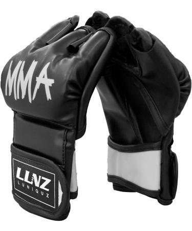 Luniquz MMA Gloves - Kids & Adults Punching Bag Boxing Sparring Grappling Half Finger Gloves with Thick Padding and Long Wrist Wrap - Black (Small) - Buy Online on GoSupps.com