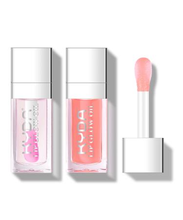 KYDA 2 Colors Hydrating Lip Glow Oil  Moisturizing Lip Oil Gloss Transparent Plumping Lip Gloss  Lip Oil Tinted for Lip Care and Dry Lips  by Ownest Beauty- 000+001 000+001