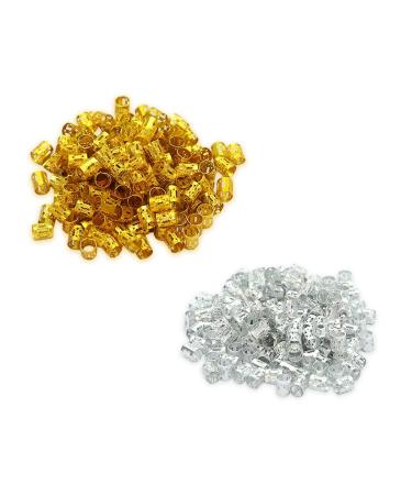 200 pieces of hair jewelry rings hair jewelry aluminum-dreadlock pearls metal cuffs 8 mm gold and silver hair jewelry rings (100 gold 100 silver)