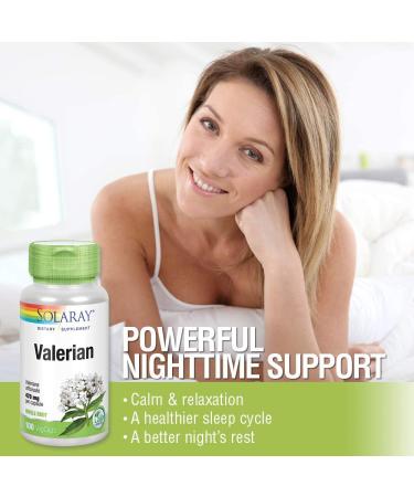 Solaray Valerian 470mg - 100 Vegan Capsules for Natural Sleep Support - Buy Online on GoSupps.com