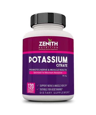 Potassium Citrate 99mg (120 Veg Capsules) 100% Herbal with NO Known Side Effects - by shopmore01