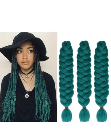 6 Packs Haolocs Hair Jumbo Lichten Hair Extensions Braun Colorful Kunsthaar Hair for Diy Crochet Box Brown Color 165 g/PCs 100 cm (green) 100 cm (6 Pack) Green