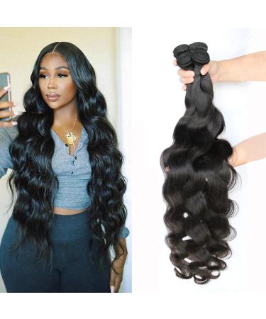 Body Wave Human Hair 4 Bundles (18 20 22 24 inch) Ayisha Unprocessed Human Hair Body Wave Bundles Natural Black Color Double Weft Extension Human Hair 4 Bundles for Black Women 18 20 22 24 Inch body wave bundles