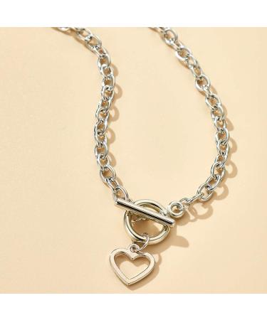 Missgrace Dainty Love Layered Choker Necklaces - Handmade Silver Pendant Set for Women & Girls - Adjustable Multilayer Chains - Buy Online on GoSupps.com