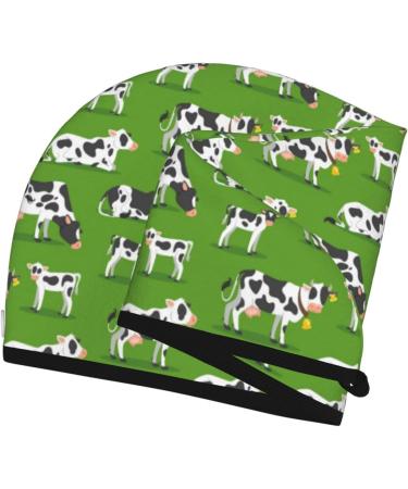 Buy Hair Towel Wrap - Quick-Dry Hair Drying Towel Turban with Button (Cows with Calfs Green) | Fast International Shipping - Buy Online on GoSupps.com