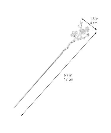 Vintage Chinese Metal Hair Stick with Rhinestones - Stylish Silver Hairpin for Women | Elegant Bun Styling Accessory - Buy Online on GoSupps.com