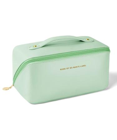 Aucuu Premium PU Cosmetic Bag Travel Bag Large Capacity Layered Cosmetic Bag Zipper Bag Portable Travel Organizer Multifunctional Waterproof Bag - Gift for Women (Mint Green) #8 Mint Green-8