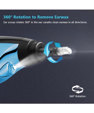 Rotatable Ear Wax Vacuum Cleaner with Suction | Electric Ear Cleaning Massage Kit for Adults & Kids - Denim Blue - Buy Online on GoSupps.com