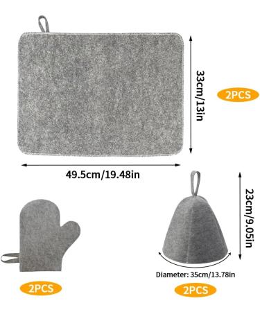 Udbrud Sauna Hut Set - 6 Piece Sauna Cap Mat & Glove for Men & Women | Reusable Felt Shower Hood - Buy Online on GoSupps.com