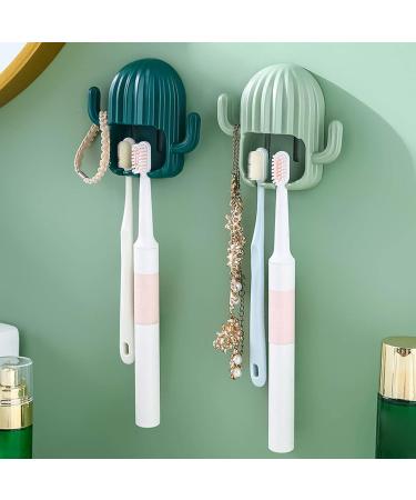 Haiaxx Wall-Mounted Cactus Toothbrush Holder - Multifunctional Bathroom Organizer & Hook for Razors | Stylish White Design - Buy Online on GoSupps.com