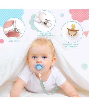 6 Pack Neutral Fabric Pacifier Clips for Baby Boys and Girls - Metal Clip Holder, Baby Birthday Gift - Buy Online on GoSupps.com