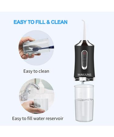 Portable Cordless Water Flosser Teeth Cleaner | 3 Modes 4 Jets | Rechargeable Dental Irrigator for Travel Home Braces | Black - Buy Online on GoSupps.com