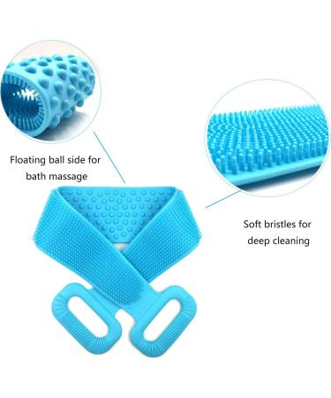 Silicone Back Scrubber for Shower - 35.5 inches with Handle | Long Body Brush for Men and Women | Deep Clean Massage Skin - Buy Online on GoSupps.com