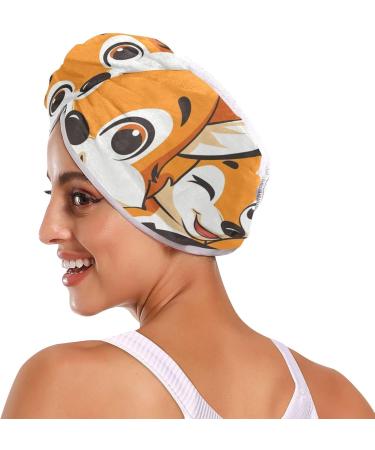 Buy Cute Cartoon Foxes Hair Towels - 2 Pack Super Absorbent Quick Dry Hair Turbans for Women & Girls - Buy Online on GoSupps.com