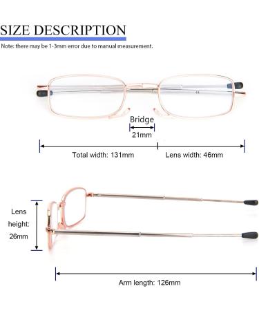 MMOWW Foldable Reading Glasses for Men & Women - Telescopic Anti Blue Light Mini Glasses (Rose Gold +1.5x) - Portable Zipper Case - Buy Online on GoSupps.com