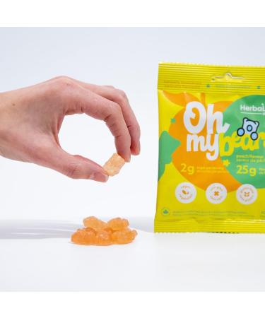 Herbaland Oh My! Gummies Snacks Low-Sugar High-Fiber Vegan Gluten-Free 12 x 50g (Box of 12) Compostable Pouch Peach Flavor - Buy Online on GoSupps.com