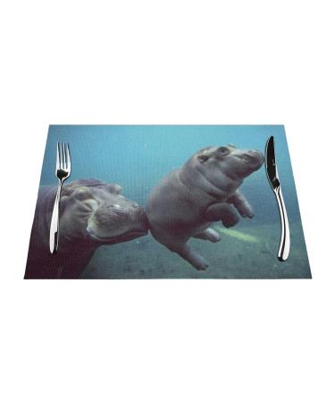 Baby Hippos PVC Woven Placemats are Slip and Water Resistant and Resistant to High Temperatures. Baby Hippos 1