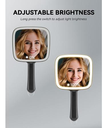 MirrorNova Square Hand Mirror with 3 Adjustable Lights, Makeup Mirror with Handle - Black, 6.2 x 11 x 0.5 inch - Buy Online on GoSupps.com
