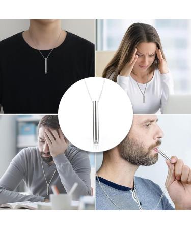 CPsyte Breathing Necklace - Stress Relief & Mindful Meditation Device | 2 PCs Silver Calming Call Chain for Relaxation - Buy Online on GoSupps.com