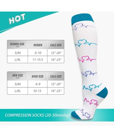 Copper Compression Socks 20-30mmHg - 5 Pairs for Men & Women | Support for Running, Athletics, Nursing & Travel | Green/White/Blue/Sheep | Small-Medium - Buy Online on GoSupps.com