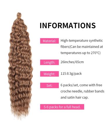 DSoar 26 Inch 3 Packs Deep Twist Crochet Hair - Ocean Wave Curly Bohemian Braids & Synthetic Hair Extensions for Women | 27# - Buy Online on GoSupps.com