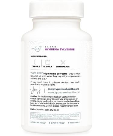 Type Zero Clean Gymnema Sylvestre Capsules (120 Servings 3 500 MG Equivalent Per Serving) - Non-GMO Gluten Free - Buy Online on GoSupps.com