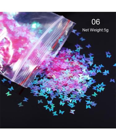 12 Bags Nails Decorations Mixed Colors 3D Flakes Slices Butterfly-shape Flakes Nail Glitter Mirror Sparkly Nail Art Sequins Holographic - Buy Online on GoSupps.com